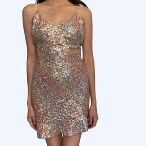 Ohs Sequin Gold Dress